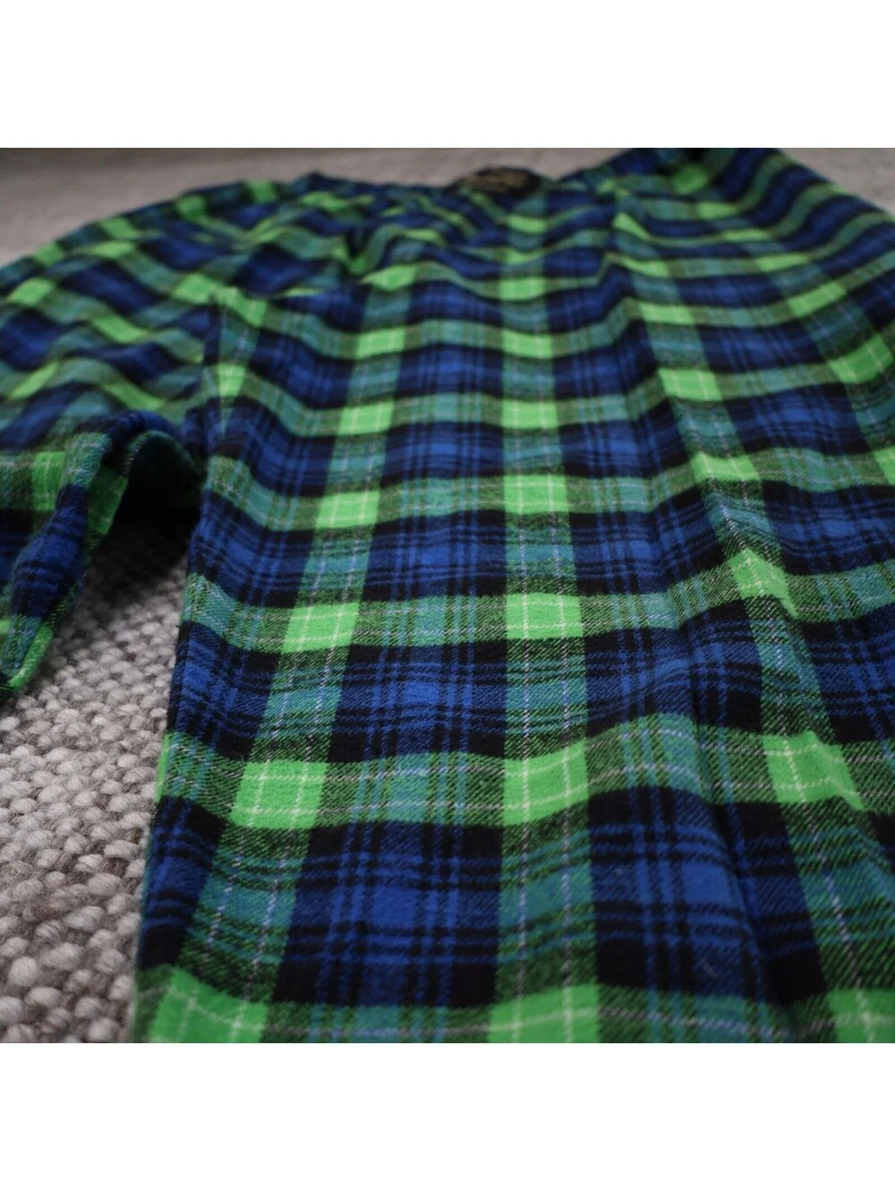 The Vermont Flannel Co PJ Pants Small Green Blue Plaid Cotton Pajama Lounge USA